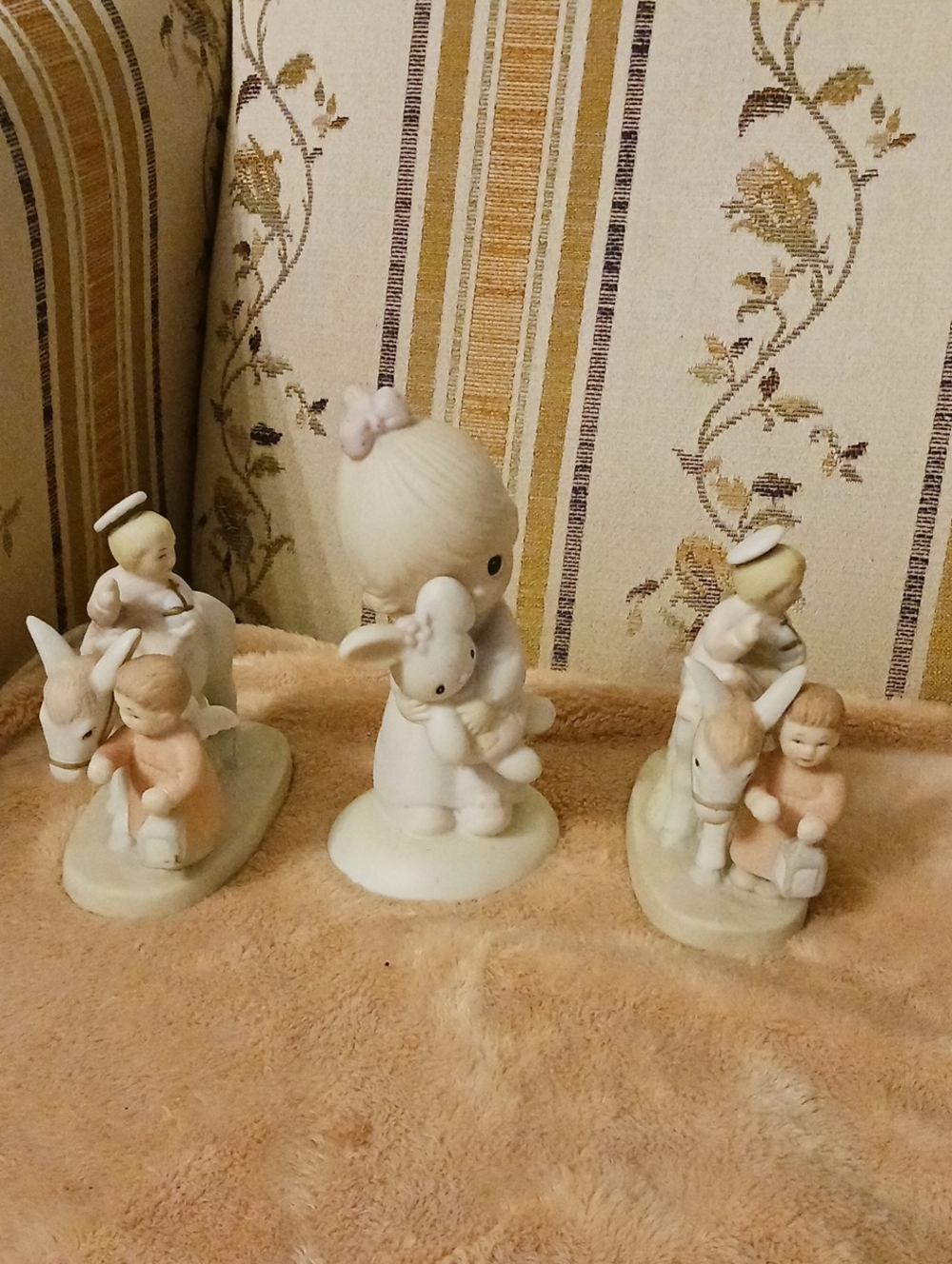 Porcelain Figurine Trio in Cream and Pale Pink - Decorative Home Accents